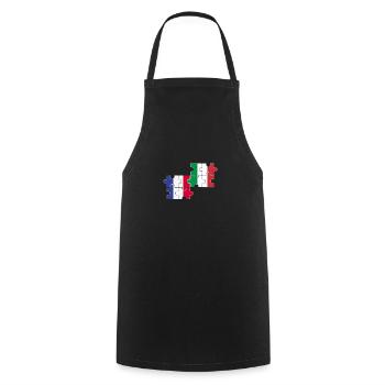 France Italie Drapeau Italien Français - Tablier de cuisine - noir - Devant - AI Model Male 185 dark (185cm)