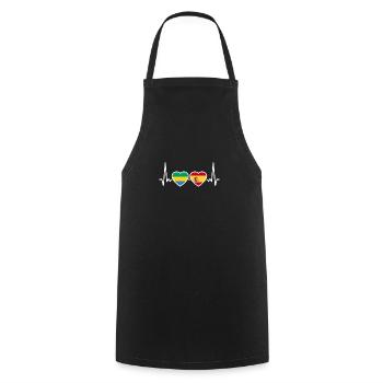 Gabon, Spain, Heartbeat, Flag, Spanish, Gabonese - Cooking Apron - black - Front - AI Model Male 185 dark (185cm)