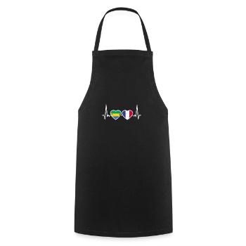 Gabon France Vintage Heartbeat Flag Gabonese - Cooking Apron - black - Front - AI Model Male 185 dark (185cm)