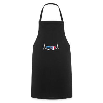 Estonie France Heartbeat Flag Este - Tablier de cuisine - noir - Devant - AI Model Male 185 dark (185cm)