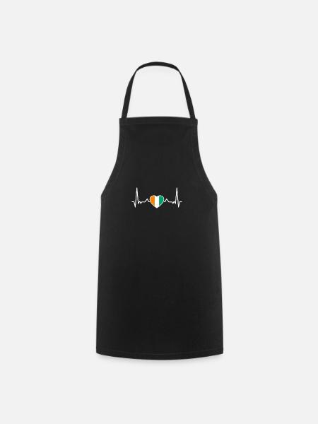 Côte d’Ivoire coeur battement Drapeau ivoirien Ivoirien - Tablier de cuisine - noir