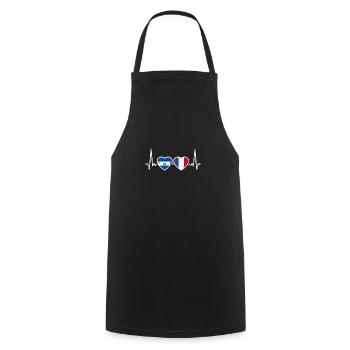 El Salvador France Vintage Heartbeat drapeau - Tablier de cuisine - noir - Devant - AI Model Male 185 dark (185cm)