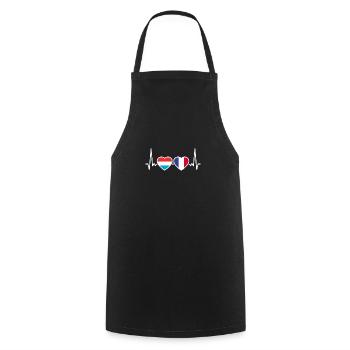 Luxembourg France Heartbeat Flag Luxembourger - Tablier de cuisine - noir - Devant - AI Model Male 185 dark (185cm)