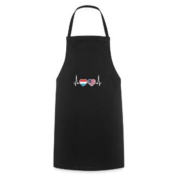 Luxembourg USA Heartbeat Flag Luxembourger - Tablier de cuisine - noir - Devant - AI Model Male 185 dark (185cm)