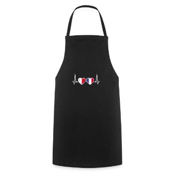 Malte France Vintage Heartbeat drapeau - Tablier de cuisine - noir - Devant - AI Model Male 185 dark (185cm)