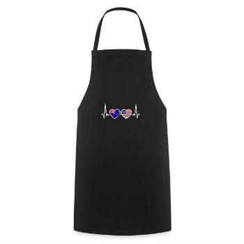 Australie USA Vintage Heartbeat Flag - Tablier de cuisine - noir - Devant - AI Model Male 185 dark (185cm)