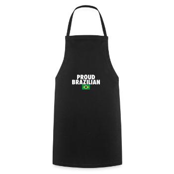 Proud Brazilian Brazil Brazilian Flag - Cooking Apron - black - Front - AI Model Male 185 dark (185cm)