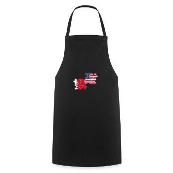 Bahrain United States Heartbeat Flag American Bahraini - Cooking Apron - black - Front - AI Model Male 185 dark (185cm)