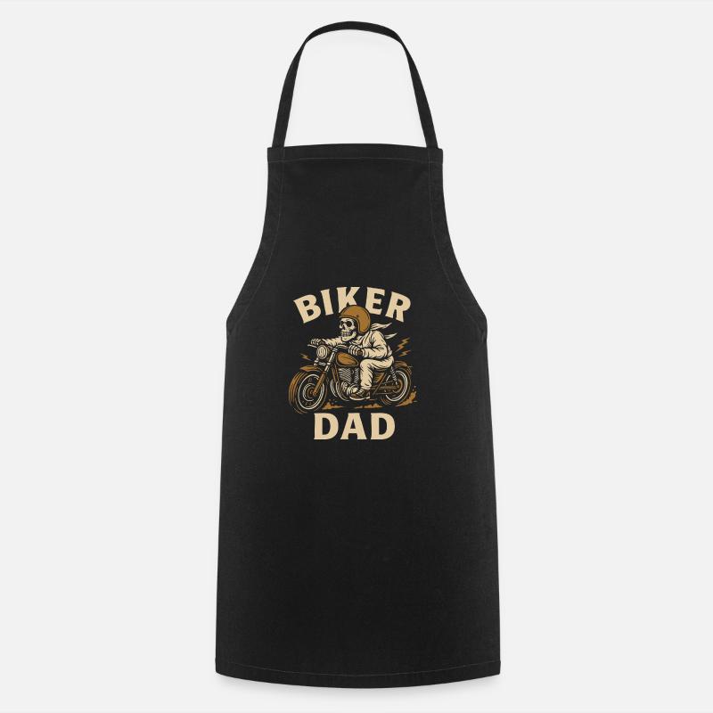 Biker Dad - Gift for Cool Dads with Motorcycle - Cooking Apron - black