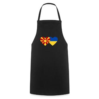 Macédoine Ukraine Drapeau Coeur - Tablier de cuisine - noir - Devant - AI Model Male 185 dark (185cm)