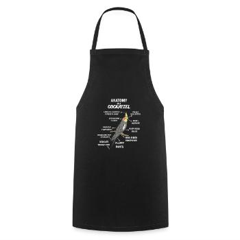 Anatomie d'un cockatiel - Tablier de cuisine - noir - Devant - AI Model Male 185 dark (185cm)