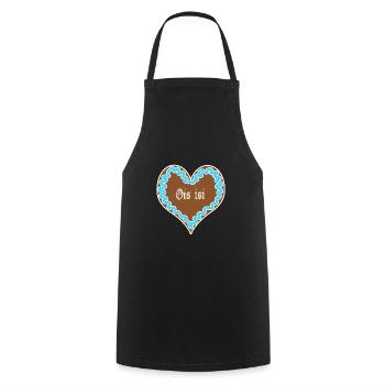 Ois isi - bayrisches Lebkuchen Herz Blau - Wiesn - Kochschürze - Schwarz - Vorne - AI Model Male 185 dark (185cm)