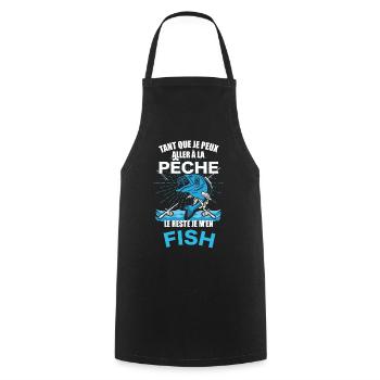 La Pêche C'est Pour Moi Cadeau Homme Pêcheur - Tablier de cuisine - noir - Devant - AI Model Male 185 dark (185cm)