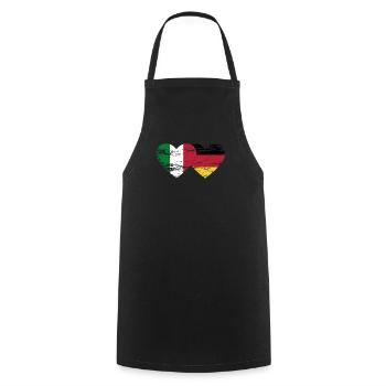 Italy Germany Flag Heart used - Cooking Apron - black - Front - AI Model Male 185 dark (185cm)