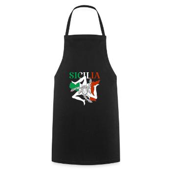 Sicile Flag Italie Palerme Trinacria Italia - Tablier de cuisine - noir - Devant - AI Model Male 185 dark (185cm)