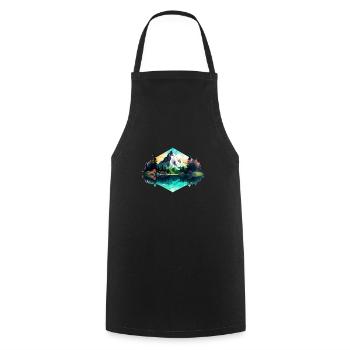 Beautiful landscape with mountains, gift hiking - Cooking Apron - black - Front - AI Model Male 185 dark (185cm)