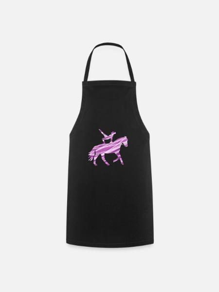 Voltigierer auf Pferd rosa - Geschenk Voltigieren - Kochschürze - Schwarz