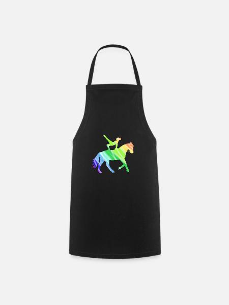 Voltigiererin Pferd bunt - Geschenk Voltigieren - Kochschürze - Schwarz