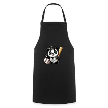 Panda Baseballspieler in Aktion - Kochschürze - Schwarz - Vorne - AI Model Male 185 dark (185cm)
