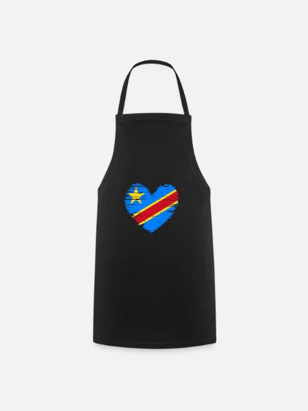 République du Congo coeur drapeau drapeau armoiries - Tablier de cuisine - noir