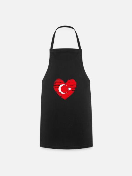 Turquie coeur drapeau drapeau armoiries - Tablier de cuisine - noir