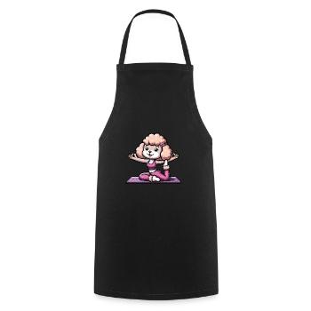 Poodle Lady Yoga Workout & Meditation - Cooking Apron - black - Front - AI Model Male 185 dark (185cm)