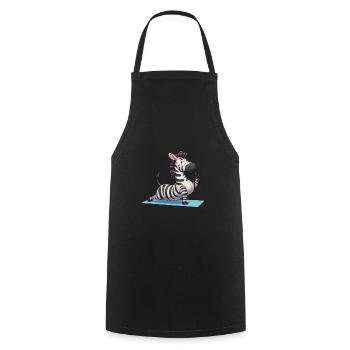 Zebra Yoga : Méditation Zen et Bouddhisme - Tablier de cuisine - noir - Devant - AI Model Male 185 dark (185cm)