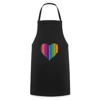 Rainbow Heart, Love, Love is love, - Cooking Apron - black - Front - AI Model Male 185 dark (185cm)