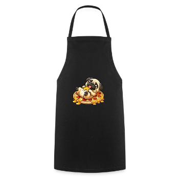 Mops Liebt Pizza: Käseliebhaber-Design - Kochschürze - Schwarz - Vorne - AI Model Male 185 dark (185cm)