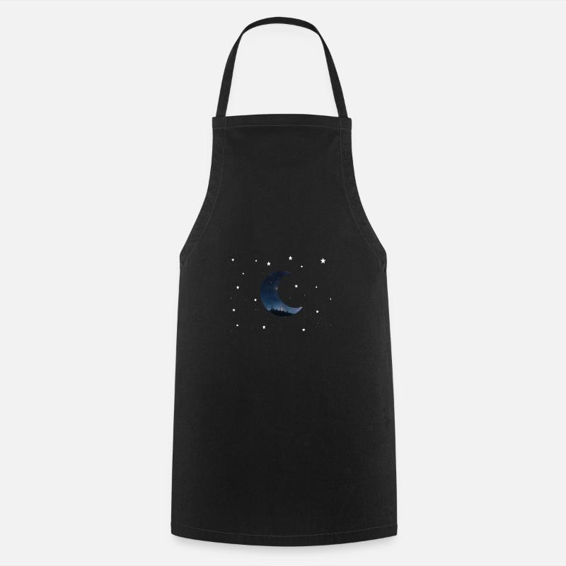 lune et étoiles - Tablier de cuisine - noir