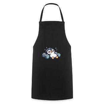 Pinguin Hantel Training Workout Erschöpft Lustig - Kochschürze - Schwarz - Vorne - AI Model Male 185 dark (185cm)