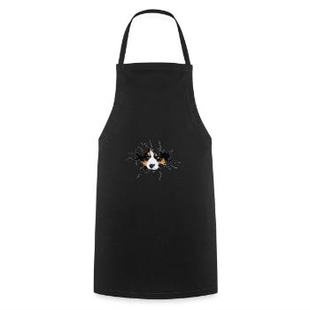Cute Border Collie cracked hole - Cooking Apron - black - Front - AI Model Male 185 dark (185cm)