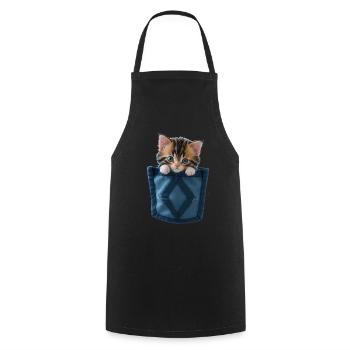 Chat dans un sac chaton mignon - Tablier de cuisine - noir - Devant - AI Model Male 185 dark (185cm)