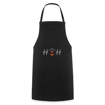 Dachshund portrait with heart line for dachshund friends - Cooking Apron - black - Front - AI Model Male 185 dark (185cm)