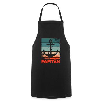 PAPITÄN - Vintage Anker - Ostseeliebe - Kochschürze - Schwarz - Vorne - AI Model Male 185 dark (185cm)