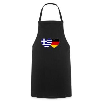Grèce Allemagne Drapeau Cœur - Tablier de cuisine - noir - Devant - AI Model Male 185 dark (185cm)