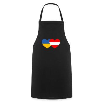 Ukraine Austria Flag Heart - Cooking Apron - black - Front - AI Model Male 185 dark (185cm)