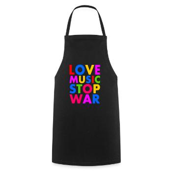 Love music stop war - Cooking Apron - black - Front - AI Model Male 185 dark (185cm)
