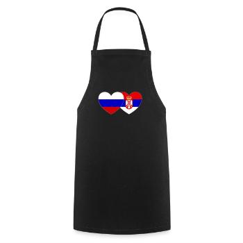 Russia Serbia Flag Heart - Cooking Apron - black - Front - AI Model Male 185 dark (185cm)