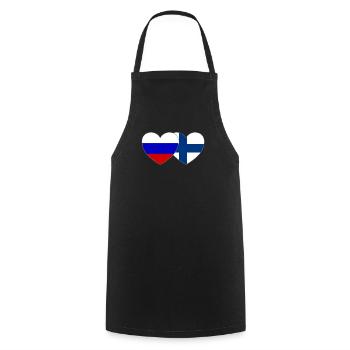 Russia Finland Flag Heart - Cooking Apron - black - Front - AI Model Male 185 dark (185cm)