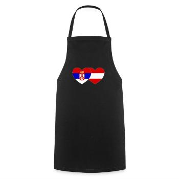 Serbia Austria Flag Heart - Cooking Apron - black - Front - AI Model Male 185 dark (185cm)