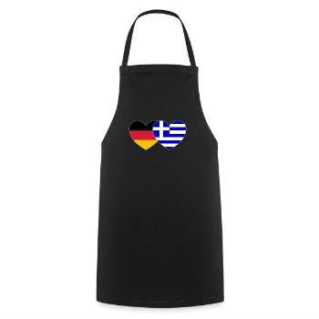 Allemagne Grèce Drapeau Cœur - Tablier de cuisine - noir - Devant - AI Model Male 185 dark (185cm)