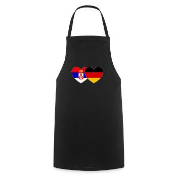 Serbie Allemagne Drapeau Cœur - Tablier de cuisine - noir - Devant - AI Model Male 185 dark (185cm)