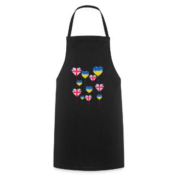 Great Britain Solidarity and Heart for Ukraine - Cooking Apron - black - Front - AI Model Male 185 dark (185cm)