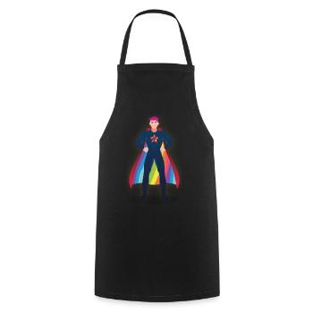 Super Hero Eggplant - Gay Pride - Cooking Apron - black - Front - AI Model Male 185 dark (185cm)