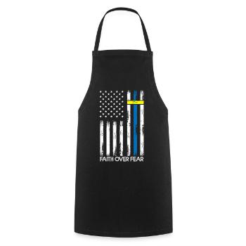 La foi sur la peur Ukraine Amérique Jésus Religion - Tablier de cuisine - noir - Devant - AI Model Male 185 dark (185cm)