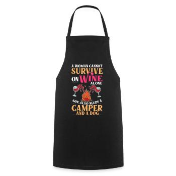 Camping Wine Drinker Beginner Camper Hiking - Cooking Apron - black - Front - AI Model Male 185 dark (185cm)