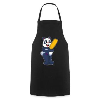 Panda Cricket Cricket Bat - Cooking Apron - black - Front - AI Model Male 185 dark (185cm)