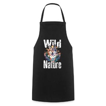 Loup Nature sauvage Wolf’s Head Wilderness Forest Trees - Tablier de cuisine - noir - Devant - AI Model Male 185 dark (185cm)