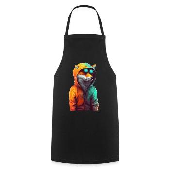 Fuchs mit Sonnenbrille Bunt Coole Füchse Waldtier - Kochschürze - Schwarz - Vorne - AI Model Male 185 dark (185cm)